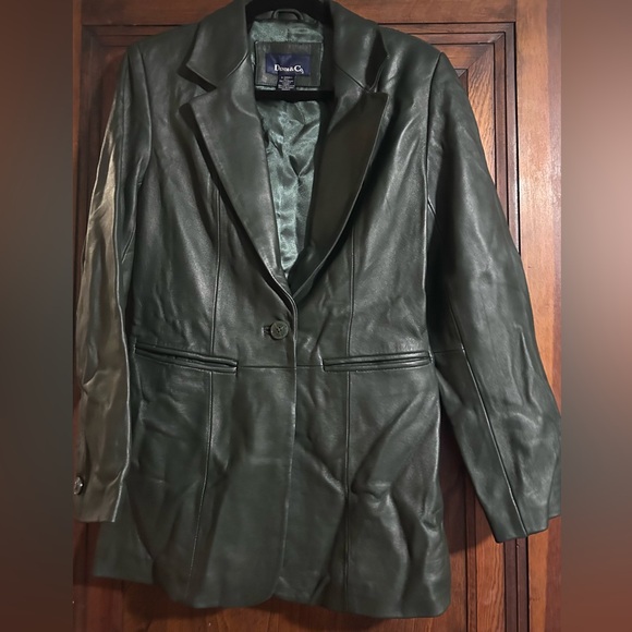 Denim&Co Dark Green Leather Blazer - Picture 1 of 5
